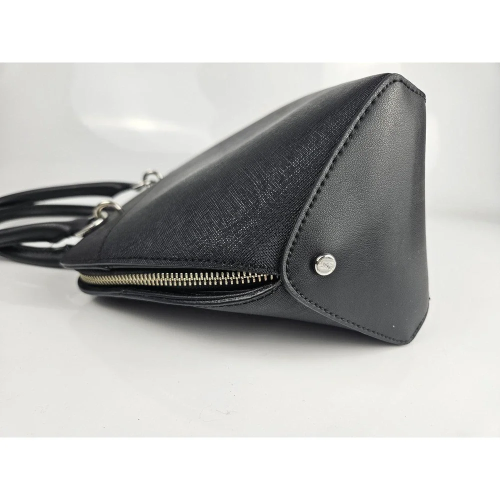 Calvin Klein Black Dome Satchel Handbag‎ Silver Hardware